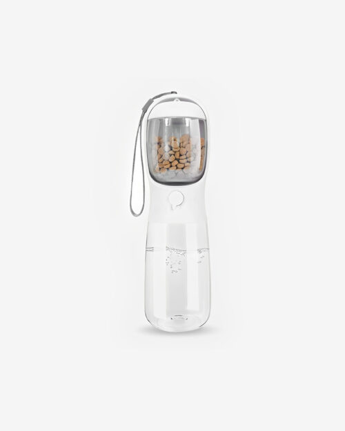 2in1 Wasserflasche mit Leckerlidose weiss