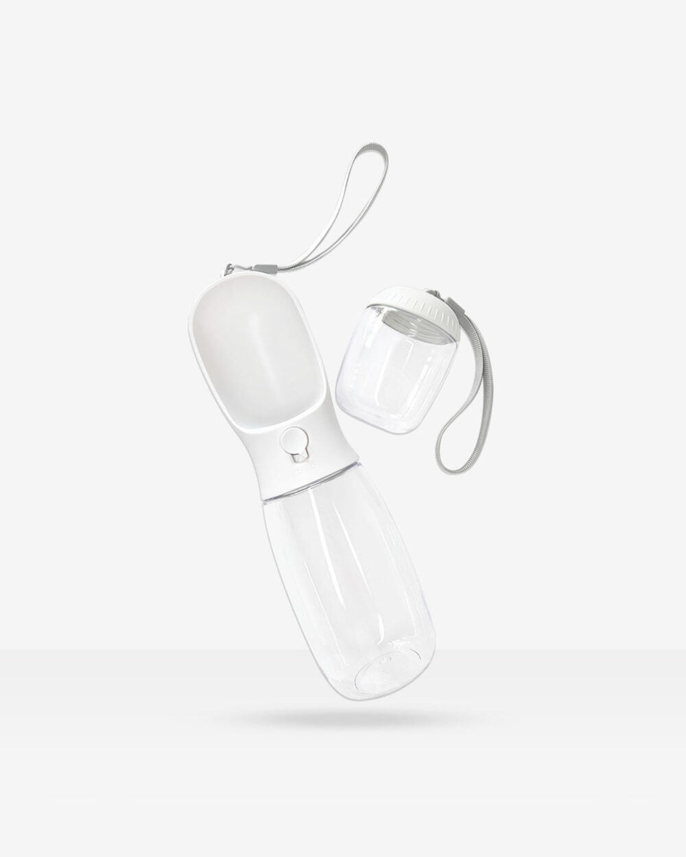 2in1 Wasserflasche mit Leckerlidose weiss