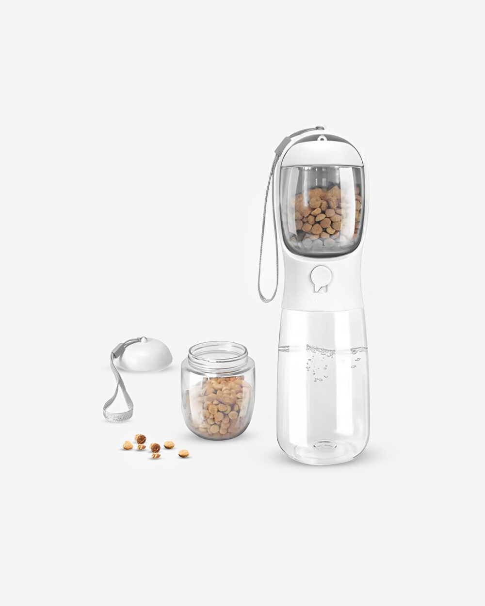 2in1 Wasserflasche mit Leckerlidose weiss