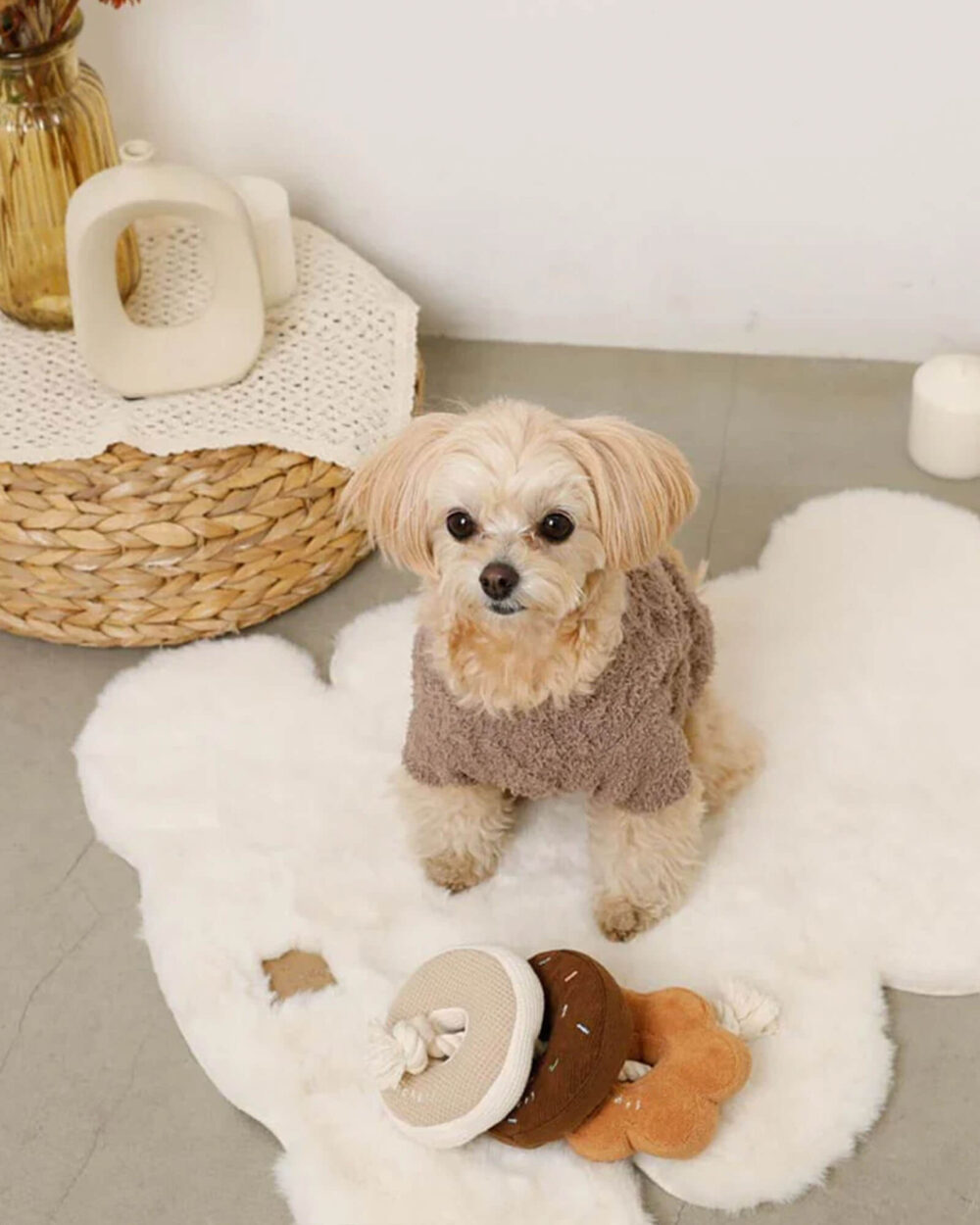 weiches donut set hundespielzeug mit seile