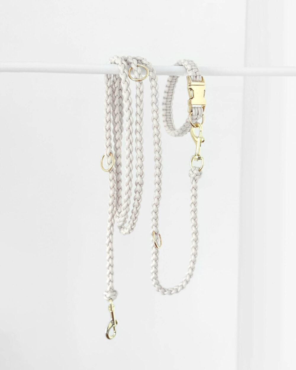 Halsband, Leine set panama weiss gold