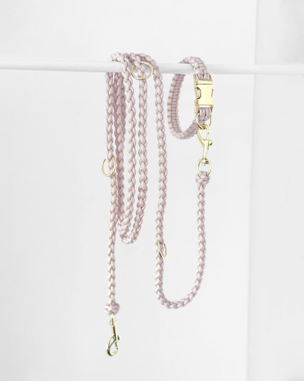 Halsband, Leine set panama pink gold